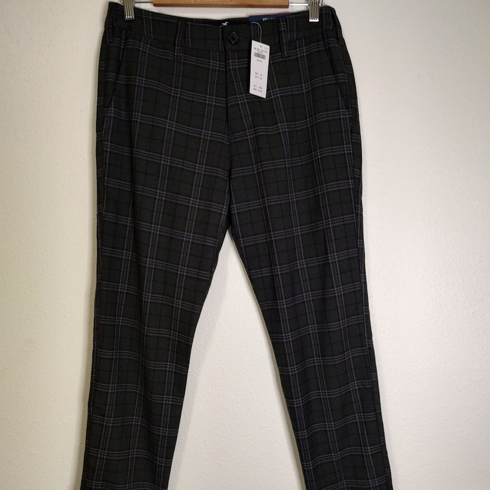 Hollister Dark Grey Men's Plaid Epic Flex Skinny Chino Pants 30 X 32